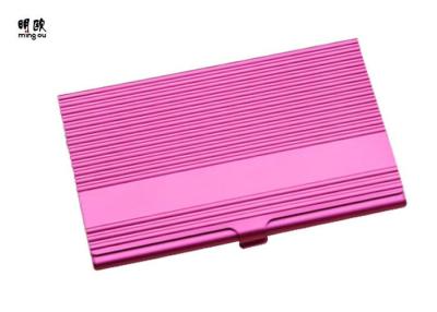 China Pink Aluminum Business Card Holder Case Red Aluminum Unique Square For Women for sale