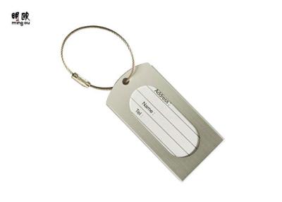 China Matt Silver Luggage Name Tags Custom Stainless Steel Chain Printed With Name Card for sale