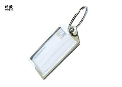 China Cute Printable Luggage Name Tags Keychain PVC & Paper Shiny Nickel / Silver for sale