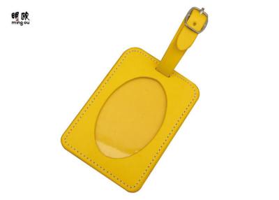 China Yellow  Personalized Luggage Name Tags For Women Shiny PU OEM / ODM Avaliable for sale