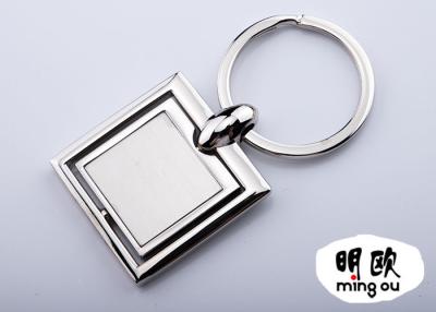 China 34g Blank Metal Keychains For Company Promotion , Square Shape Spinner Key Ring Holder for sale