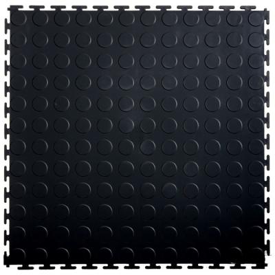 Cina Black Interlocking Vinyl Floor Tile 500*500mm Coin Surface For Use In Garages Workshop And Factories in vendita