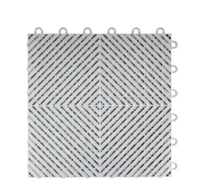 China Light Gray PP Interlocking Floor Tile 400*400mm For Use In Garages Workshop zu verkaufen