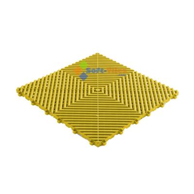 中国 Yellow PP Interlocking Floor Tile 400*400mm For Use In Garages Workshop 販売のため