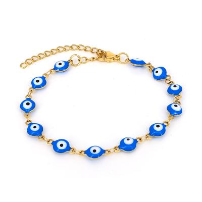 China Religious Wholesale Stainless Steel 18k Gold Plated Handmade Jewelry Women Evil Eye Bracelet for sale