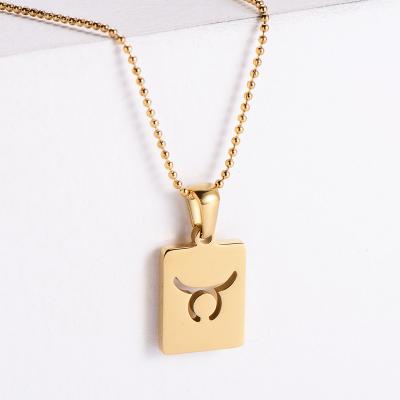 China FASHIONABLE Stainless Steel Female Gold Plated Zodiac Sign Necklace 12 Stylish Pendants for sale