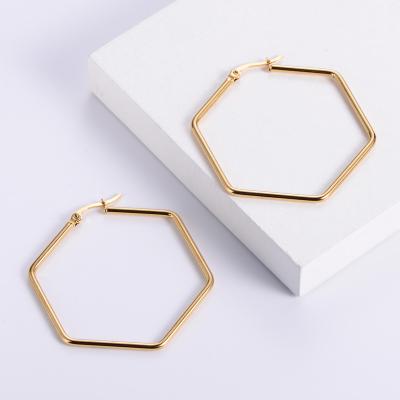 China Waterproof 18k Gold Plated Heart Infinity Round Circle Oval Square Hexagon Geometric Triangle Triangle Stainless Steel Earrings for sale