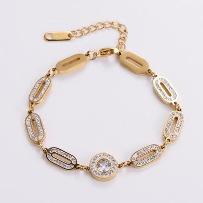 China Fashionable Manufacturers Jewelry Stainless Steel Diamond Bracelet Custom Korean Crystal Women for sale