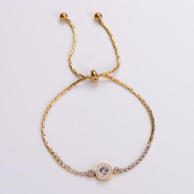 China FASHIONABLE Adjustable Slider Snake Chain Stainless Steel 18k Gold Diamond Tennis Bracelet for sale