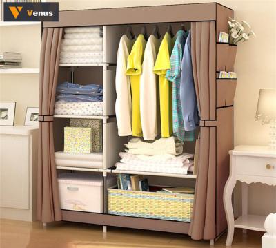 China Amazon foldable best-selling single wardrobe set quality non-woven material single wardrobe fabric folding wardrobe for sale