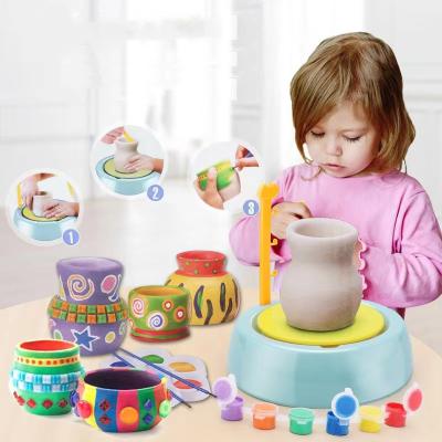 China Educational Kids Toy Pottery Wheel for Crafts Wheel Art Craft Kit Kids Pottery Arts and Crafts Kids Toy Air Dry Sculpting Clay and Painting Craft Kit for Kids for sale