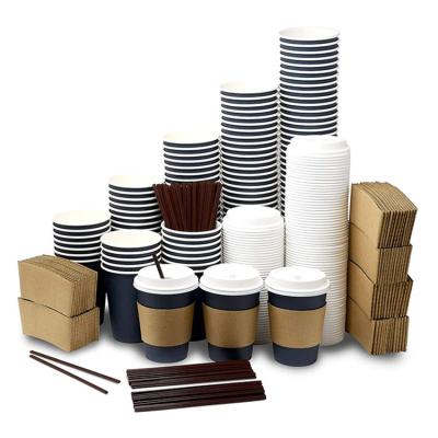 China Custom Print Disposable Personalized Espresso Disposable Takeaway Hot Drinks Cappuccino Paper Coffee Cups With Lids for sale