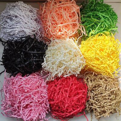 China Recyclable Kraft Wrapping Paper Shred 100g/Bag Recycled Paper Ply Cut Raffia Shredded Gift Box Filler Ply Paper for sale