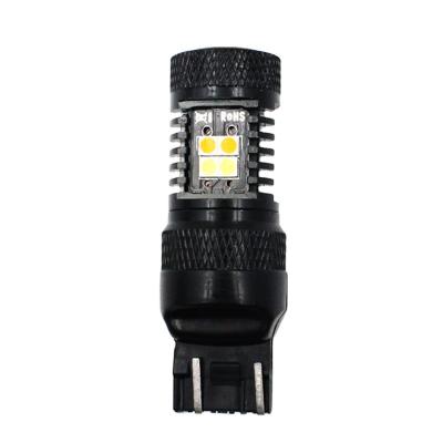 China Auto Led Lamp 16Smd Canbus Car To Switch Rear Dual Color Brake Fog Light Turn Signal Light Yellow White Yellow Led Bulbs T20 T25 7443 W21W 3030 for sale