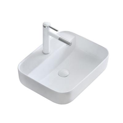 China Eco-friendly super slim edge bathroom basin sink rectangular glossy white countertop ceramic bano washbasin for sale