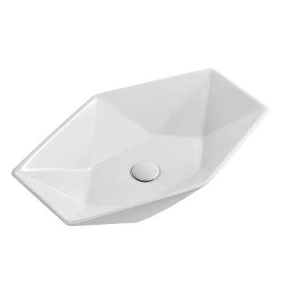 China Diamond Shape Bathroom Wash Basin Eco-friendly Ceramic Countertop Lavatory Sundowner Large Capacity for sale