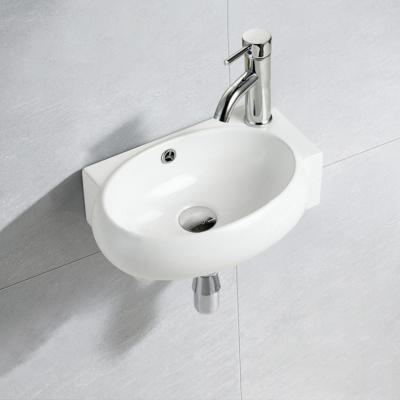 China Irregular Shape Eco-friendly Right Side Wall Mounted Hotel Wash Basin With High-Grade Wall Mounted Faucet Sink for sale