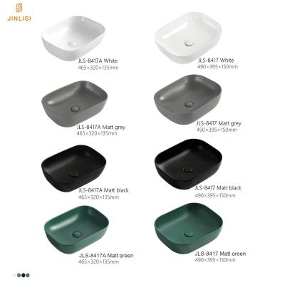 China Matt Gray Circular Round Sink Bathroom Modern Design Ceramic Basin Lavabo Countertop Eco-friendly Multi Color Hand Wash for sale