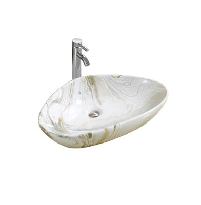 China Eco-Friendly Decorative Wash Basin Triangle Marble Design Basin Bathroom Ceramic High Quality Brown Countertops Wash Basin Modern for sale