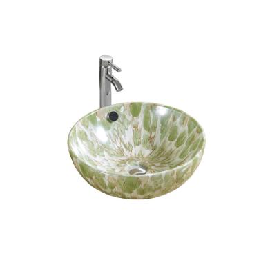 China Eco - Friendly Ware Sanitary Ware Marble Washbasin Above Counter Bathroom Bowl Shape Natural Green Basin Sink for sale