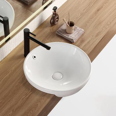 China Eco - Friendly Thinsulate Vessel Bathroom Table Above Semi Recessed Basin Round Ceramic Sink for sale