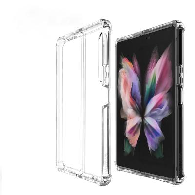 China New Arrival Transparent Clear Acrylic TPU Anti-fall Four Conner Bumper Shockproof Phone Case For Samsung Galaxy Z Fold 3 for sale