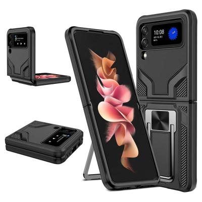 China New Anti-drop Phone Accessories TPU Kickstand Black Soft Shockproof Car Mount Phone Cases For Samsung Galaxy Z Flip 3 for sale