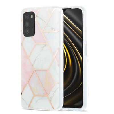 China High Quality Anti-drop IMD Plating Quilting Marble Design Contrast TPU Mobile Phone Case For Xiaomi Poco X3 NFC for sale