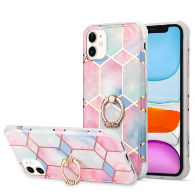 China With Ring Holder High specification manufacturing geometric marble phone case shockproof tpu anti drop for sale