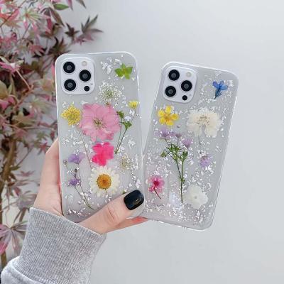 China Hot Selling Anti-fall Real Dry Flower TPU Clear Phone Case For iphone 6 xr 7 8 X for sale