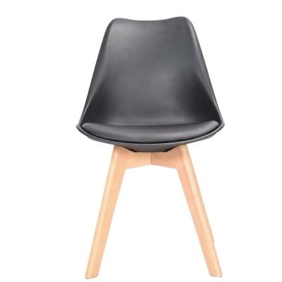 China Adjustable (other) China Cheap High Quality PP Colored Cushion Seat Cafe Chair Plastic Tulip Dining Chairs With Wooden Legs for sale