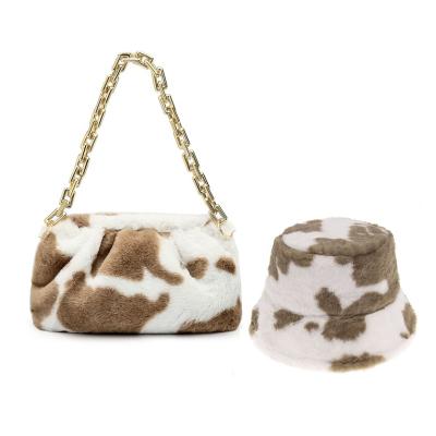 China Fashion Fashion Ladies Cloud Adult Winter Fur Bucket Hats Women Chain Bag And Purses Handbags Square Luxury for sale