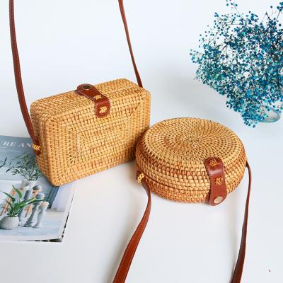 China 2021 Natural Bohemian Vietnam Vintage Rattan Beach Bag Rattan Round Bag for sale