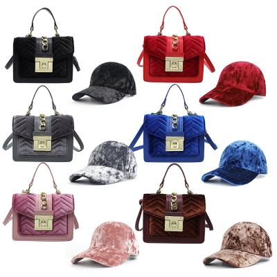 China 2021 Autumn Fashion Trendy Ladies Velvet Purse Purses And Handbags And Hat Set Designer Handbags For Women Luxury for sale