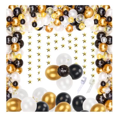 China Latex Eco-friendly Material Metallic Balloons Black White Gold Balloons Arch Kit Balloons Set Party Decorations for sale