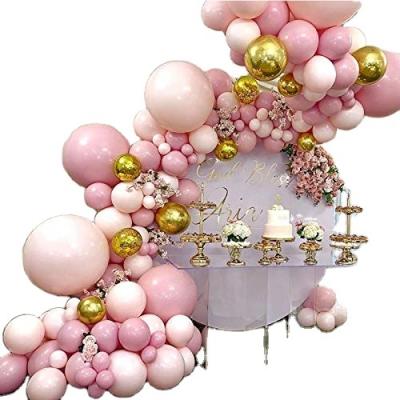 China 144pcs Macaroon Eco-friendly Material Pink Balloons Foil Gold Balloons 18in 12in Thicken Latex Pastel Balloon For Birthday Party Supplies for sale