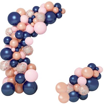 China Eco-Friendly Material Kind Reveal Party Supplies Rose Gold Navy Blue And Pink Latex Confetti Bead Balloons Garland Arch Kit For Party for sale