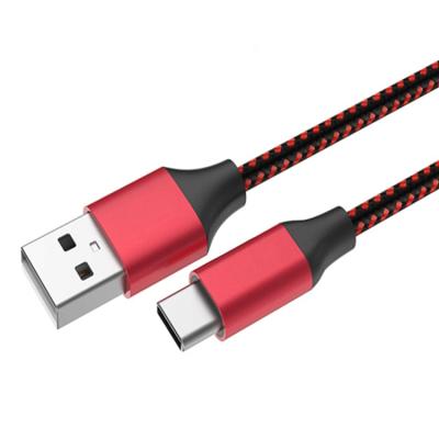 China Dual Braided Nylon/Polyester Jacket Phone Aluminum Alloy External Type-C Fast Charger Mobile Phone Data Usb Charging Cable For Android Type C for sale