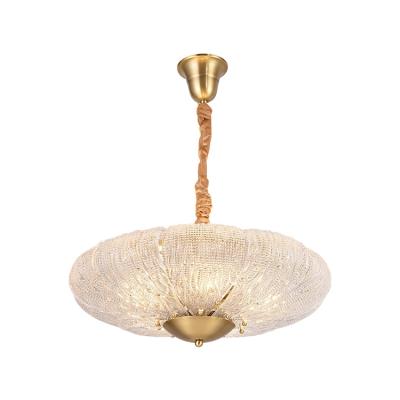 China Modern Home Decorative Lighting Simple Copper Crystal Long Led Chandelier Lamp for sale