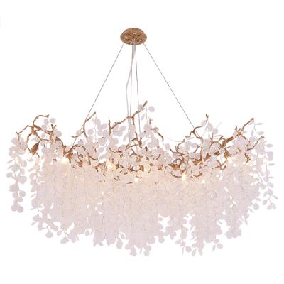 China Restaurant Modern Luxury Dining Room Copper With Glass LED Modern Chandelier Pendant Light for sale