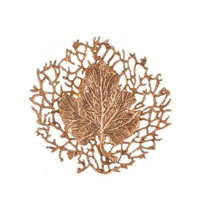 China Modern Shiny Gold Brown Lighting Leaf Shape Indoor Brass Wall Light for sale