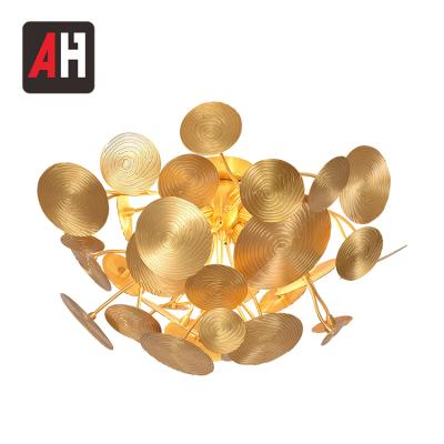 China Other Modern Creative Round Copper Gold Ceiling-mounted Light Fixture Lamp for sale