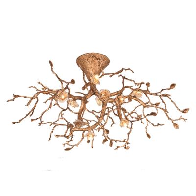 China New Design Modern Retro Handmade Copper Branch Shape LED Indoor Decorative Ceiling Lamp for sale