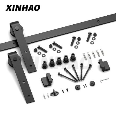 China Waterproof Heavy Duty Black Antique Roller Kits for Sliding Barn door Hardware System Supplier for sale