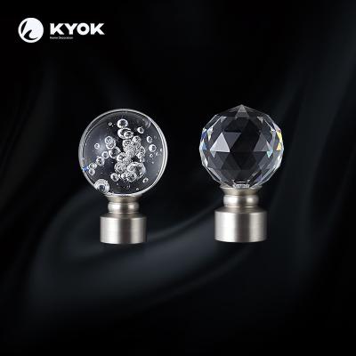 China KYOK Modern Neoclassical Urn Decorative Glass Curtain Rod Finials for sale