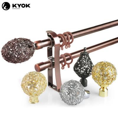 China KYOK 2022 CLASSIC High Quality Curtin Rod Curtain Poles End Metal Fancy Adjustable Twisted Tracks and Accessories for sale