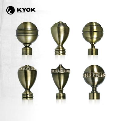 China KYOK Durable Home Decorative Curtain Finials 28mm Brass Curtain Finials for sale