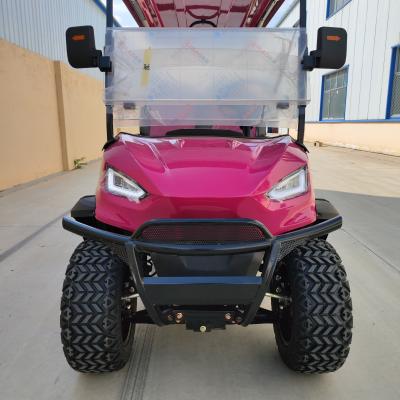 China Pink 4+2 People Golf Cart High Quality 5kw Motor With Lithium Battery And 12'' Off -Road Tires for sale