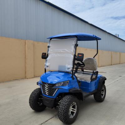 Chine Voiture de golf mini électrique tout-terrain à deux places bleue avec frein à disque avant à vendre