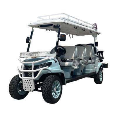 China 8-seater electric golf cart white light blue contrast stitching custom model zu verkaufen